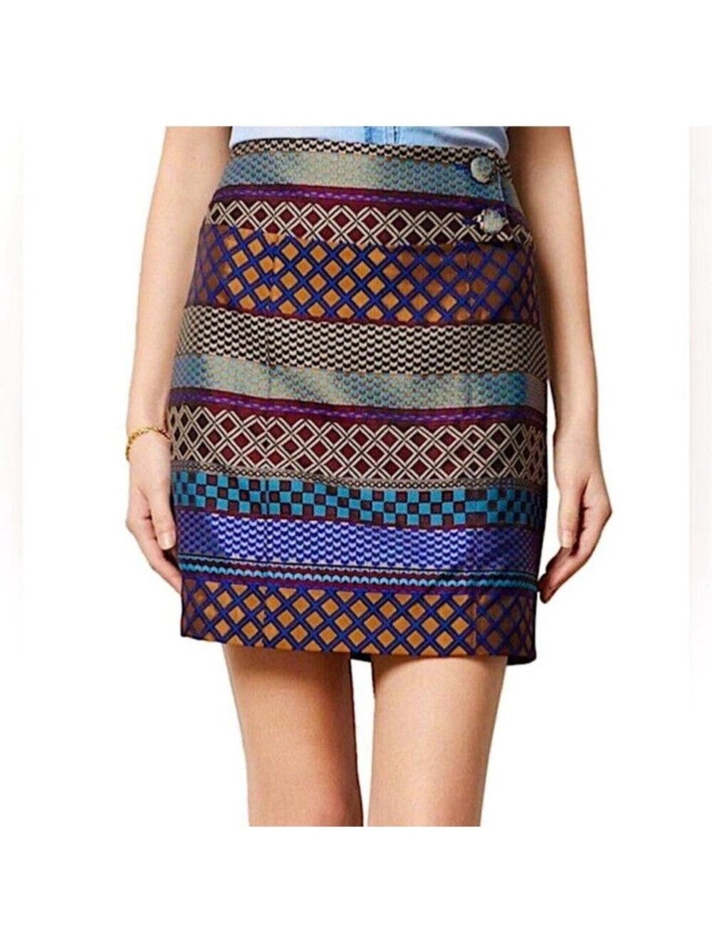 Anthropologie Maeve Jacquard Pencil Skirt Women's 6 Multicolor Maximalist